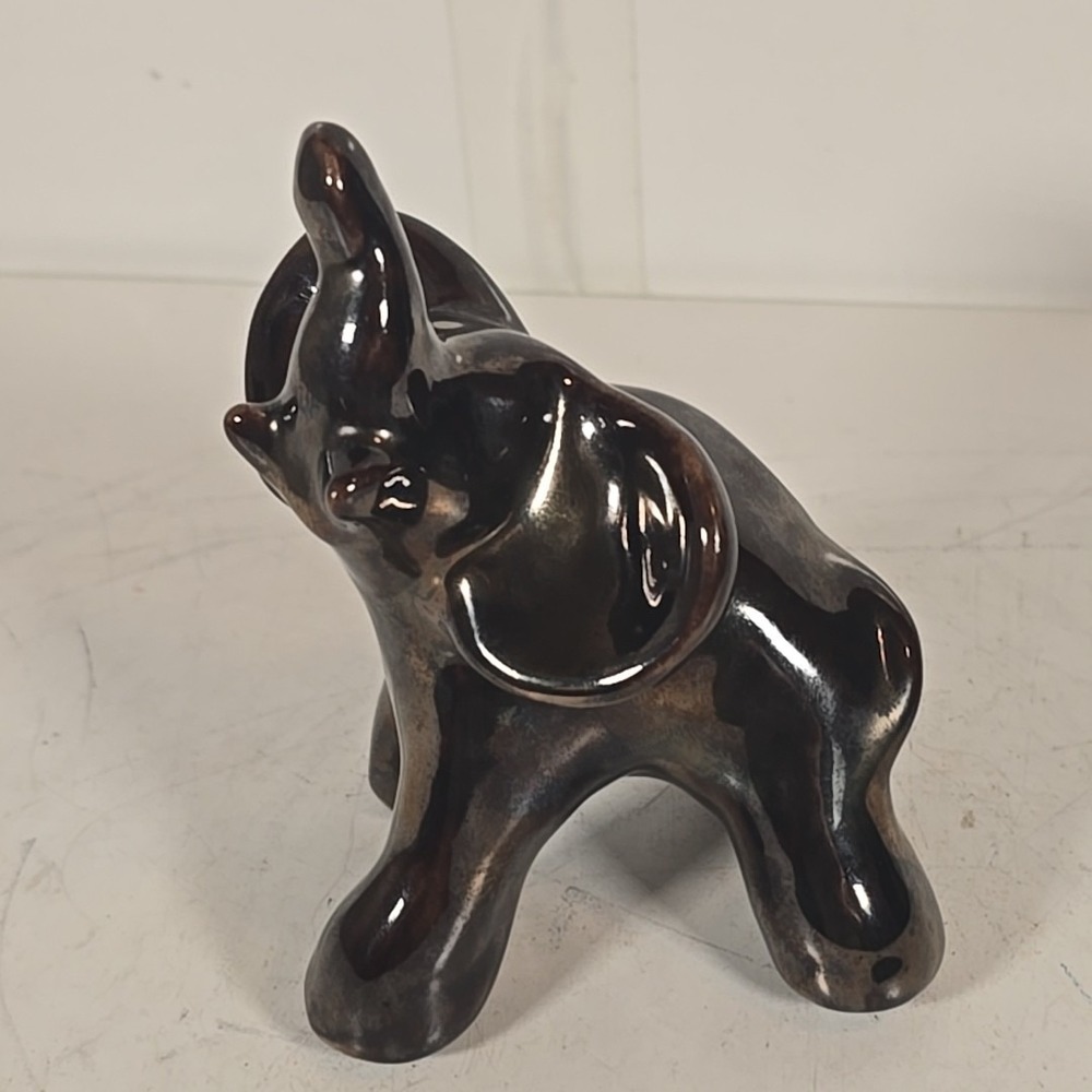 Vintage Ceramic Elephant‎ Figurine Trunk Up Good Luck 4"Lx2"Wx5"T